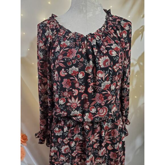Talbots Floral Scalloped Ruffle Button Maxi Dress Womens Size LP Cottagecore - Picture 5 of 11